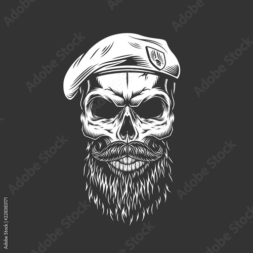 Vintage navy seal skull in beret