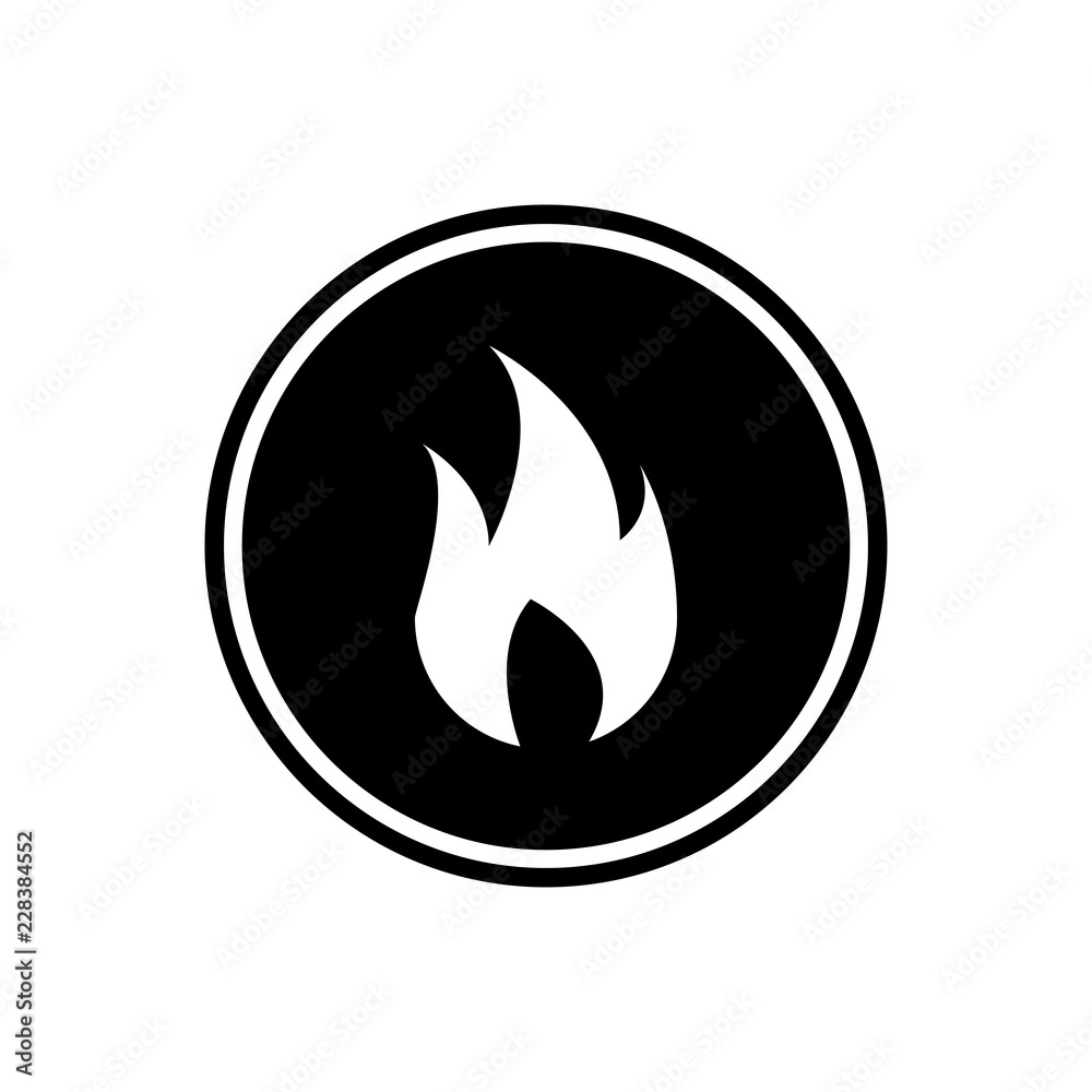 Fire round glyph icon, Flame symbol, user interface icon Fire round glyph icon, Flame symbol, user interface icon