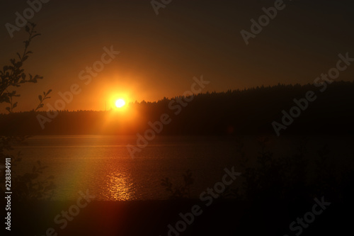 sunset over a lake