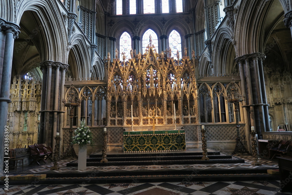 altar of Ely Cathedral - one of the most important gothic monuments in England in Great Britain