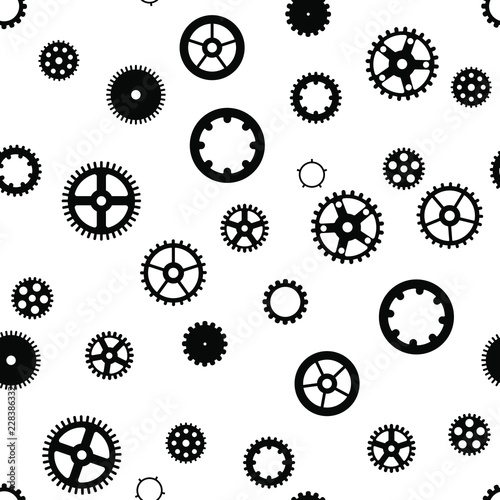 Seamless pattern with gear. Black gears on a white background. Vector illustration