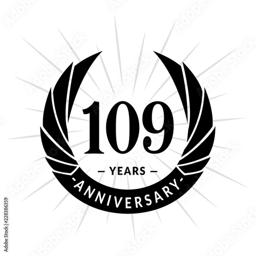 109 years anniversary. Elegant anniversary design. 109 years logo.