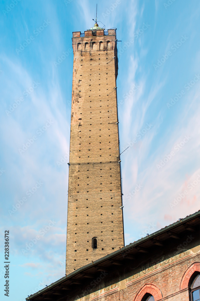 Two Towers , Asinelli and Garisenda, symbols of medieval Bologna 