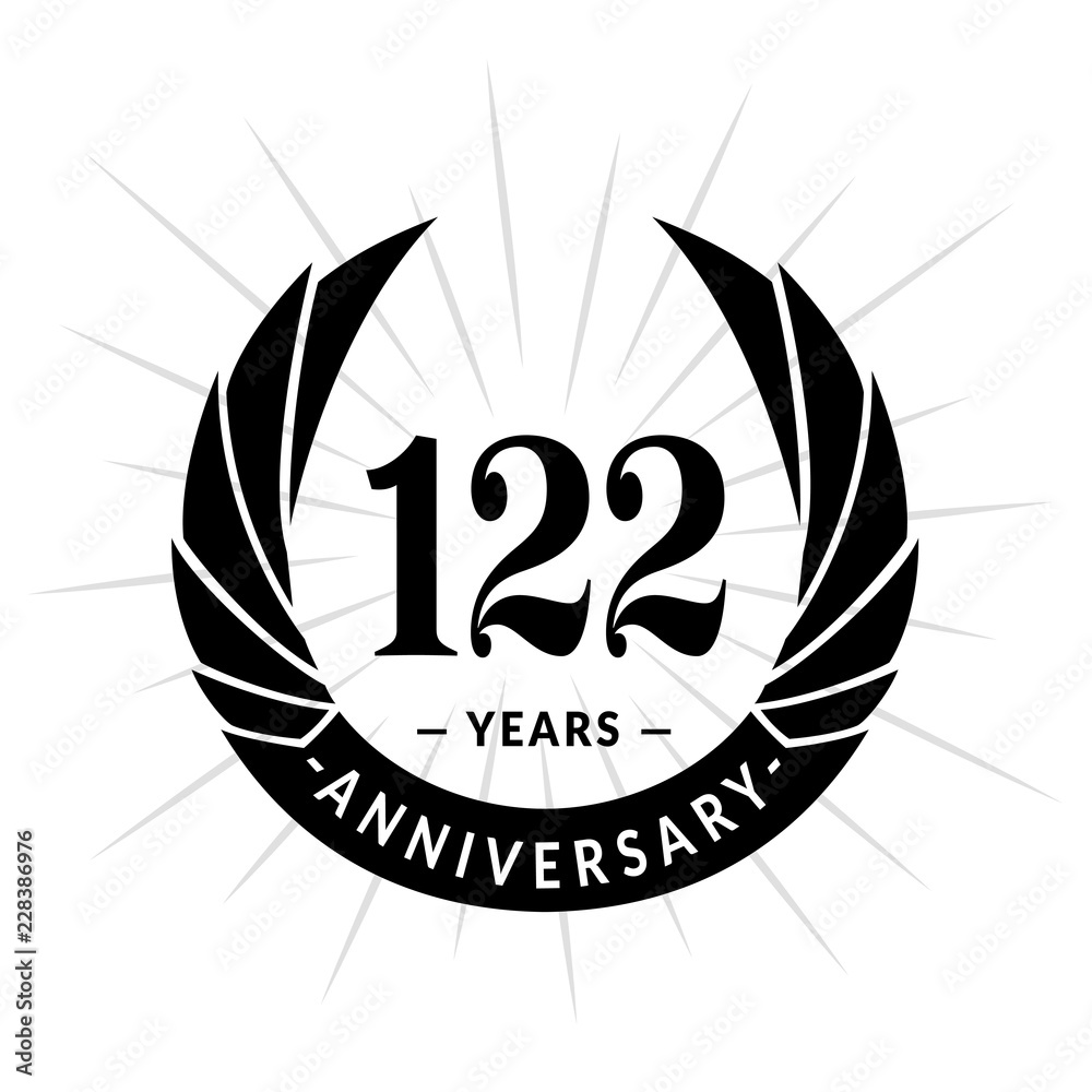 122 years anniversary. Elegant anniversary design. 122 years logo. 122 years anniversary. Elegant anniversary design. 122 years logo.