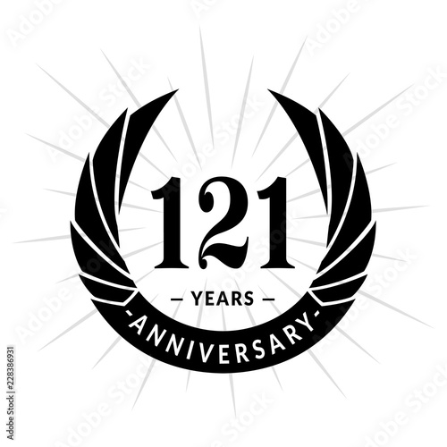 121 years anniversary. Elegant anniversary design. 121 years logo.