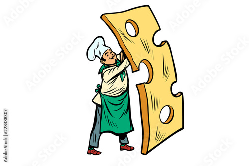 little chef with a piece of cheese