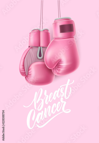 Vector breast cancer awareness pink box glove