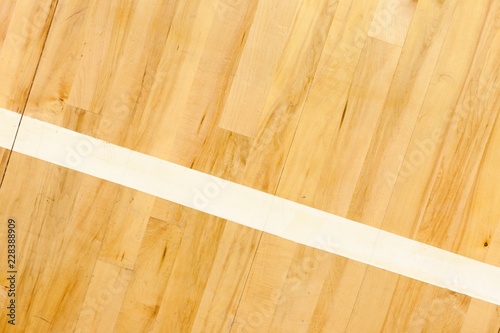 Line on Wooden Floor of Basketball Court