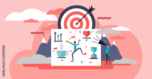 Life coach vector illustration. Self growth work artistic flat poster.