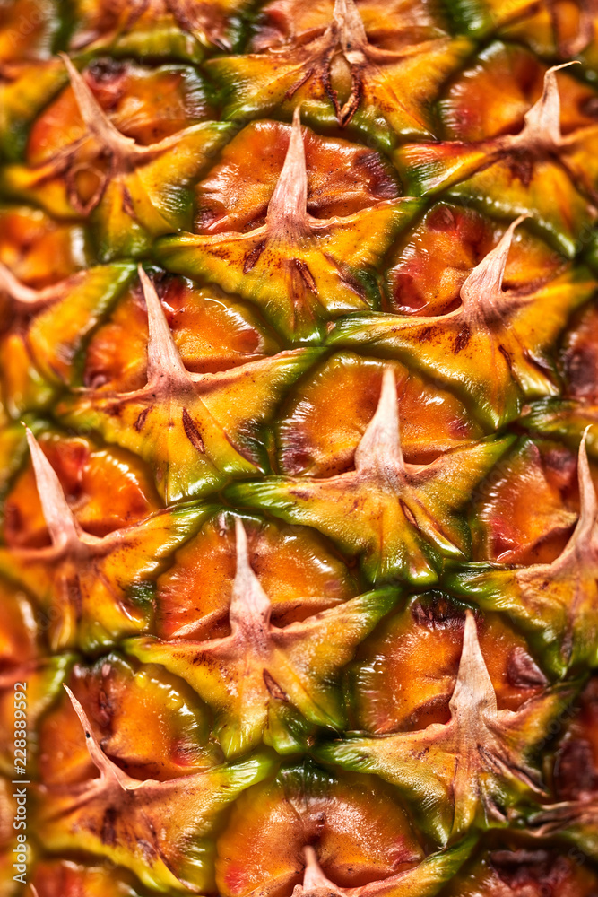 Exotic fruits background of pine apple, macro view of fruits texture. Top view. Exotic fruits background of pine apple, macro view of fruits texture. Top view.