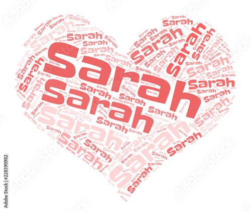 Sarah word cloud in heart shape