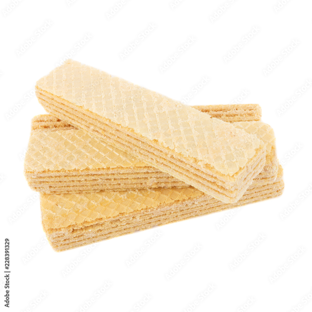 Assortment of different wafers, isolated on white Assortment of different wafers, isolated on white
