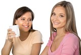 Portrait of Two Girlfriends / Sisters Having a Coffee