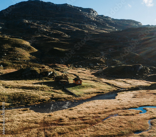 Norwegian cabin at the mountain of Haukeli  photo