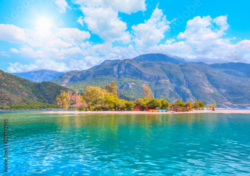 Fototapeta Naklejka Na Ścianę i Meble -  Oludeniz Beach And Blue Lagoon, Best beaches in Turkey - Fethiye
