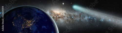 Comet on the space on the background milkyway galaxy "Elements of this image furnished by NASA "
