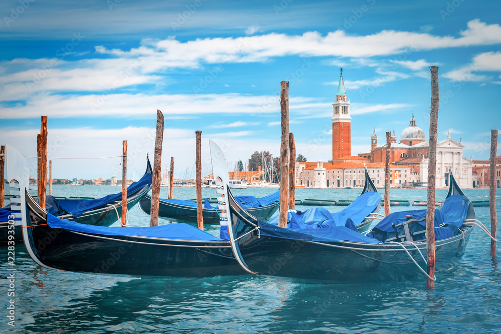 Gondolas at the Grand Canal in Venice, Italy