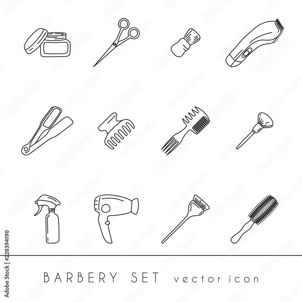 Barber tools icons set Barber tools icons set