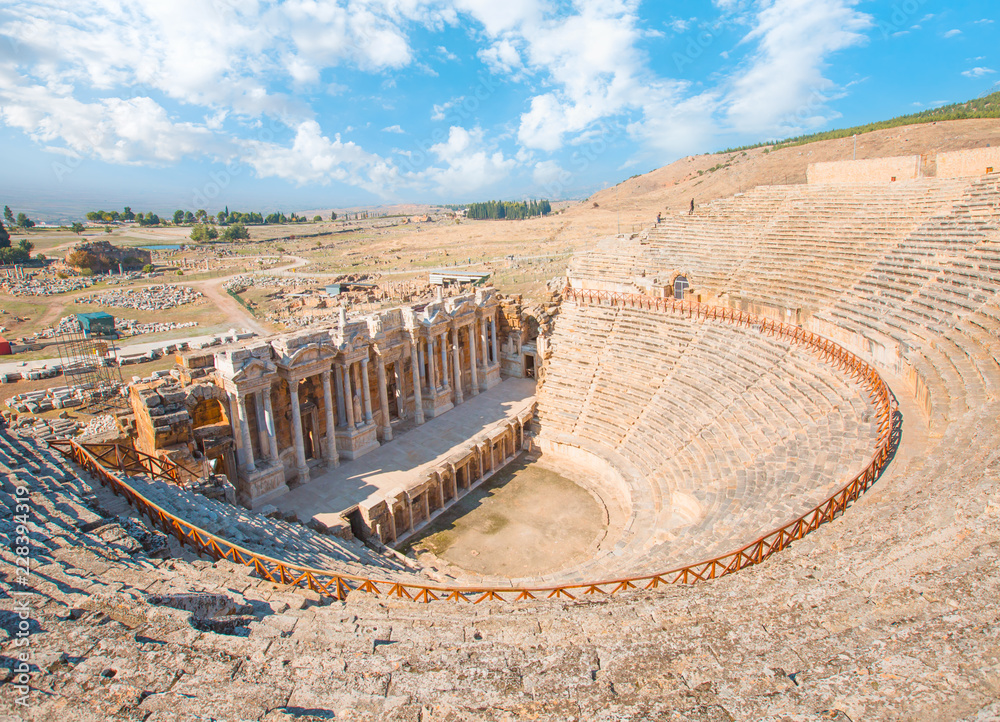 Ruins of the amphitheater -  Roman amphitheater in ancient city Hierapolis near Pamukkale, Turkey