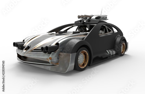 Futuristic patrol car with droid (Cyberpunk style)