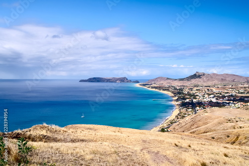 View of Porto Santo island with golden beach
