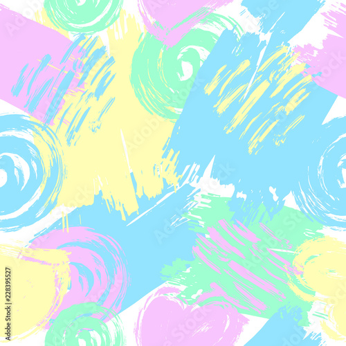 Beautiful seamless pattern with brush strokes in memphis style. Creative pastel background for print, textile, flyer design, wear, template, card, poster, brochure, Valentine's day. vector.