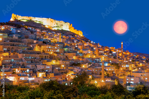 Mardin old town with bright blue sky - Mardin, Turkey  