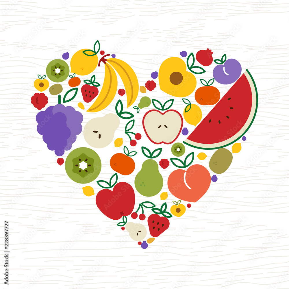 Vettoriale Stock Fruit icon heart shape for organic food concept | Adobe  Stock