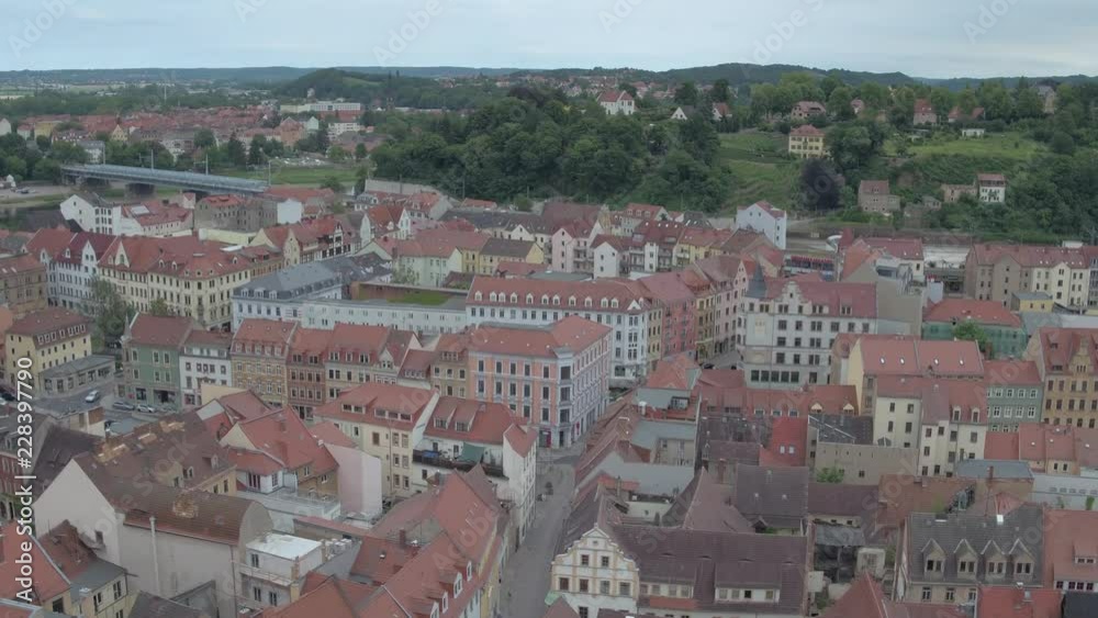 4K Drone Aerial Meissen, German city, town hall, Frauenkirche, Elbe 4K Drone Aerial Meissen, German city, town hall, Frauenkirche, Elbe