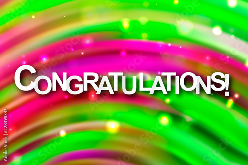 Congratulations. Bright modern design. Colorful gradient paint brush. Bright spectral design. Acrylic paint. Spot. For printing on cards