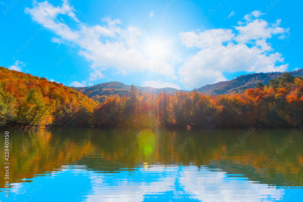 Beautiful autumn landscape - Yedigoller National Park, Bolu