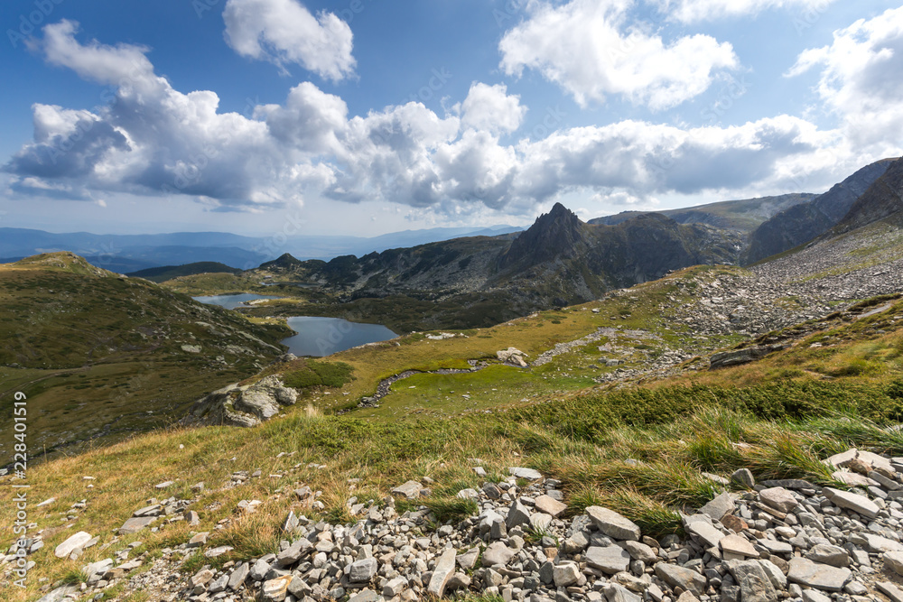 Summer view of The Twin Lake, Rila Mountain, The Seven Rila Lakes, Bulgaria Summer view of The Twin Lake, Rila Mountain, The Seven Rila Lakes, Bulgaria