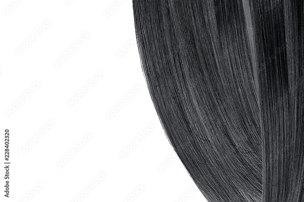 Black hair, isolated on white background. Flat lay and copy space Black hair, isolated on white background. Flat lay and copy space