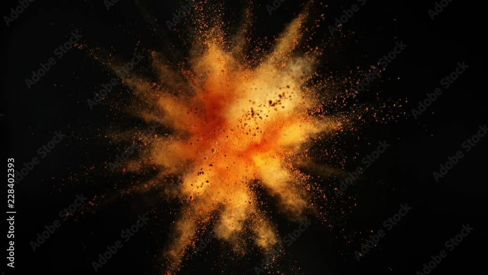 Super slow motion of coloured powder explosion isolated on white background. Filmed on high speed cinema camera, 1000fps.