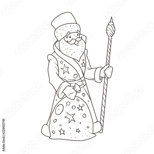Illustration of Santa Claus for coloring book.