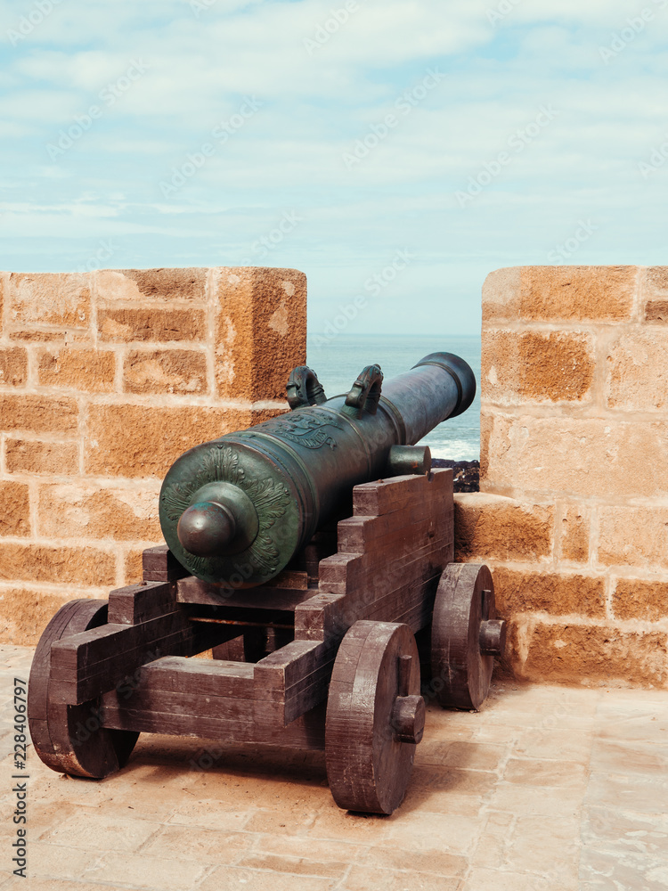 Brass Canon on the city wall of Essaouira, Morocco