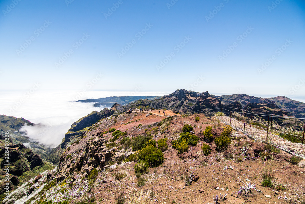 Obraz premium Top point of Pico Ruivo the highest mountain of Madeira island. Madeira best island Europe destination