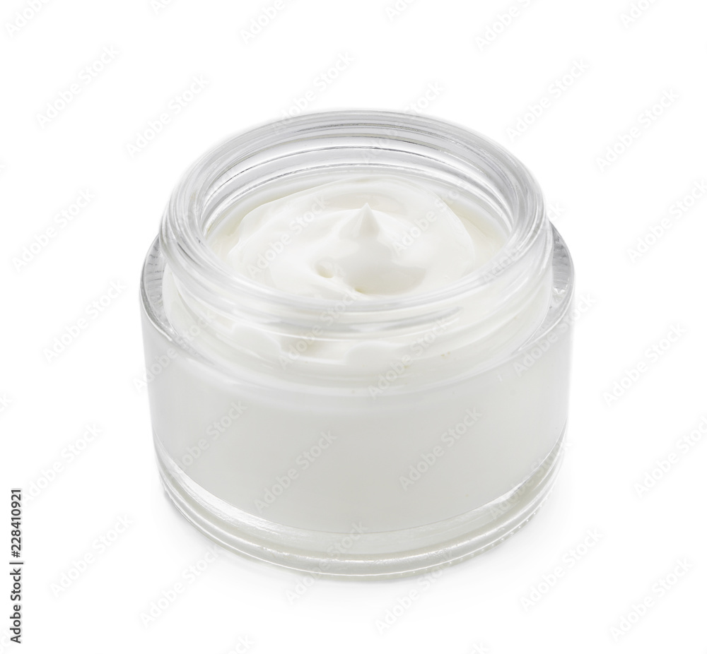 Jar with body cream on white background Jar with body cream on white background
