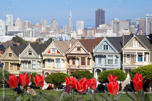 Famous painted sisters in San Francisco, California photo