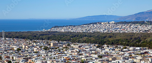 Aerial wide view of San Francisco western part