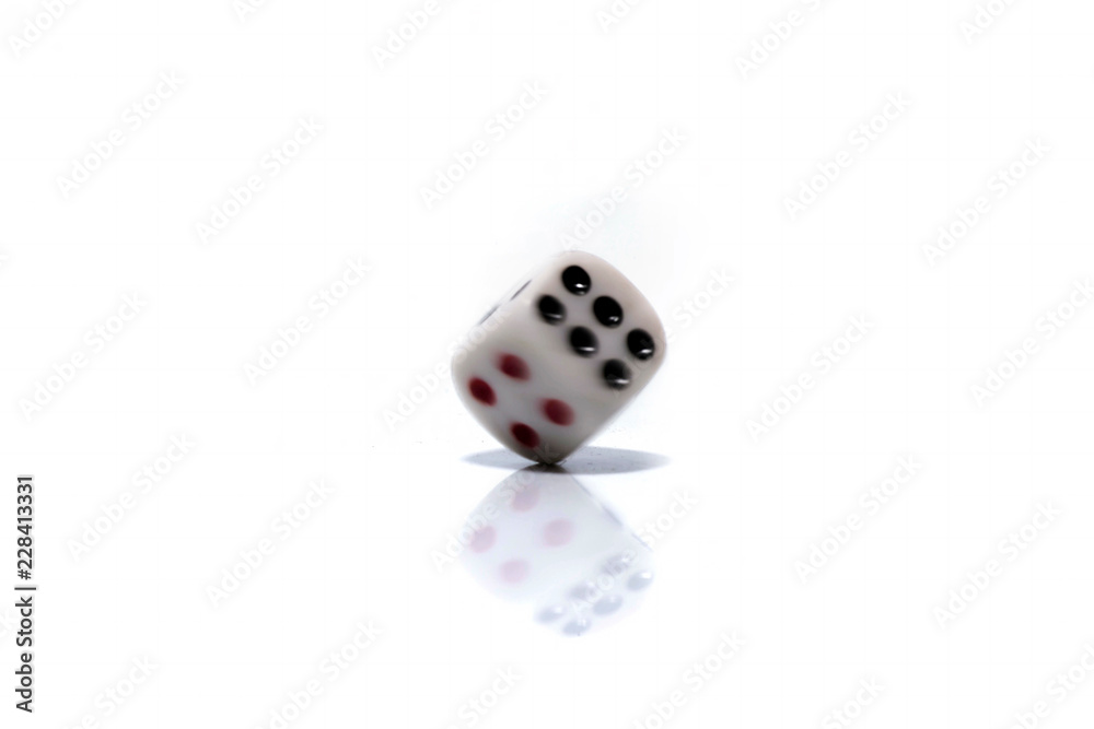 Rolling White dice isolated on white background Rolling White dice isolated on white background