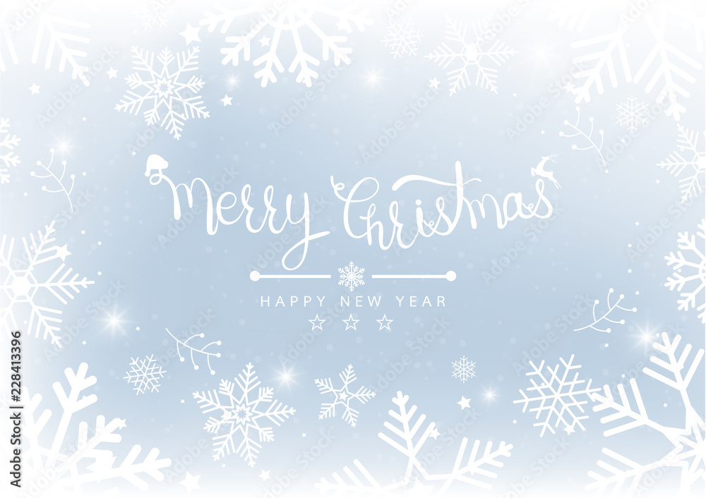 Merry Christmas and New Years Blur bokeh of light on background. Vector illustration