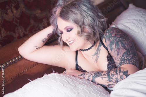 Sexy Tattoo Girl Portrait in Lingerie
