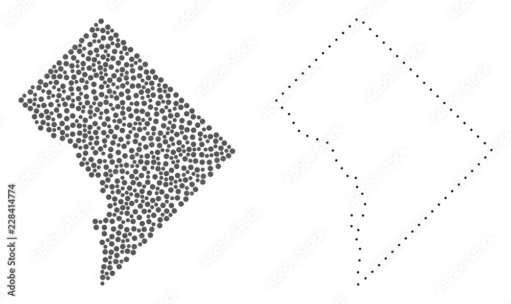 Washington Dc Map Vector Dot And Frame Map Of Washington Dc Designed With Dots. Vector Gray  Abstraction Of Map Of Washington Dc. Connect The Dots Educational  Geographic Drawing For Map Of Washington Dc. Stock Vector |