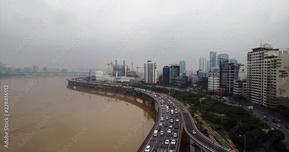 Aerial Near the Han River, Seoul, South Korea Aerial Near the Han River, Seoul, South Korea