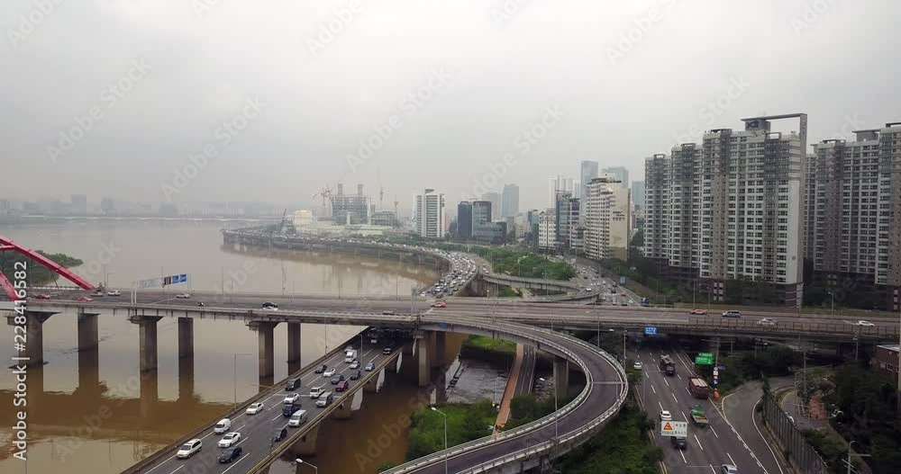 Aerial Near the Han River, Seoul, South Korea Aerial Near the Han River, Seoul, South Korea