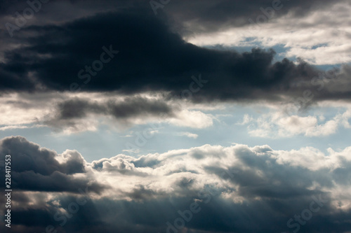 Dramatic dark and light cloudy sky