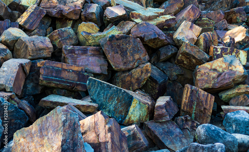 Iron ore mineral rich cut ornamental stone photo