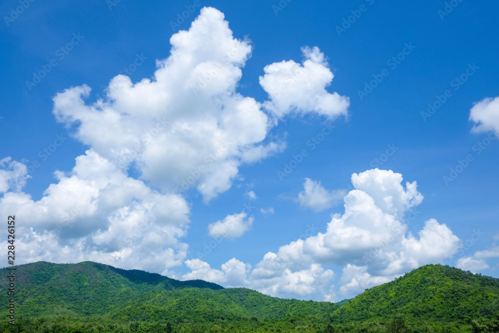 Nature view in the middle of the mountain and sky clouds.