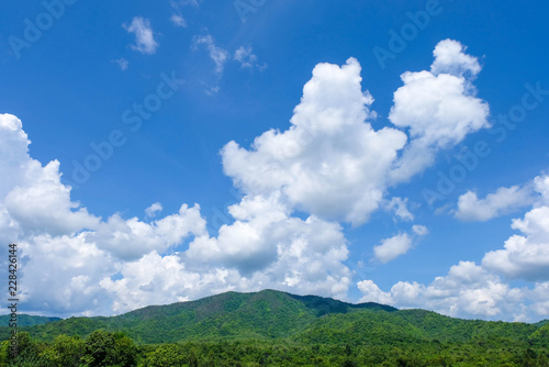 Nature view in the middle of the mountain and sky clouds.